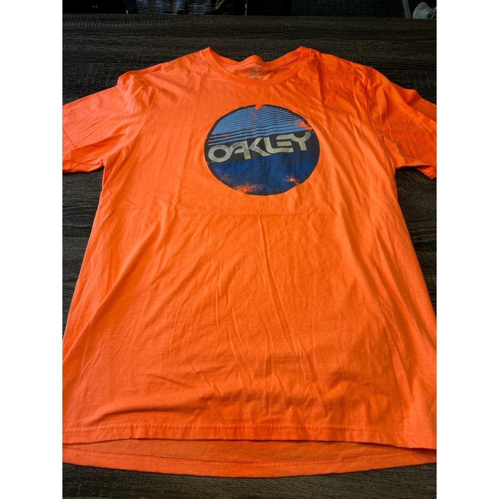 Oakley Graphic T Shirt Salmon Blue Logo Streetwear Skate Tee Men XL